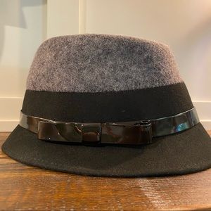 Nordstrom Grey and Black Italian Felt Wool Fedora Hat Women's One Size